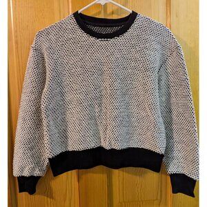 MARINE LAYER Birdseye Woven Textured B&W Sweatshirt, XS